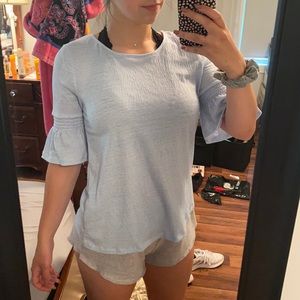 Light Blue and White Striped Blouse